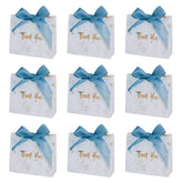 24Pcs Thank You Gift Bags with Bow Ribbon Small Paper Gift Bags Favour Bags for Wedding Party Birthday Party Baby Shower, Blue
